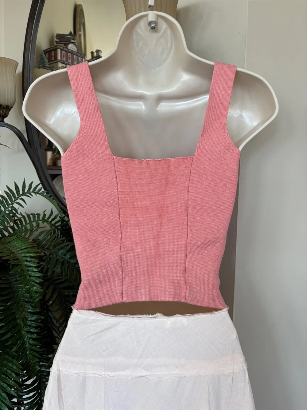 Aqua Ombre Coral Tiered Midi Skirt w/ Abercrombie & Fitch Sleeveless Crop Top